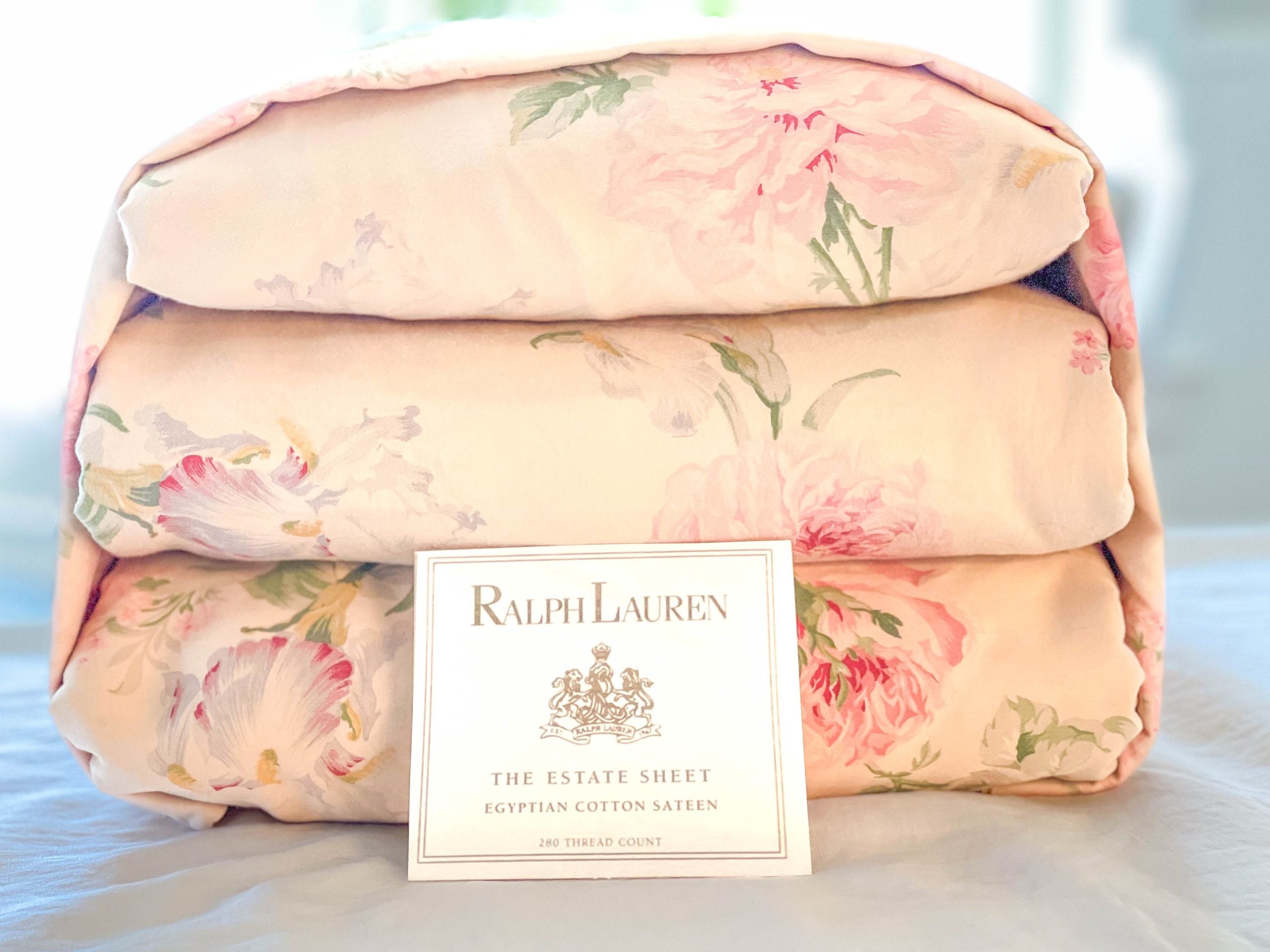 Vintage Ralph Lauren Therese Duvet Set – Queen Size, Folded Stack