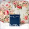 Front view of rare vintage Ralph Lauren Stone Harbor Aqua comforter with visible floral pattern