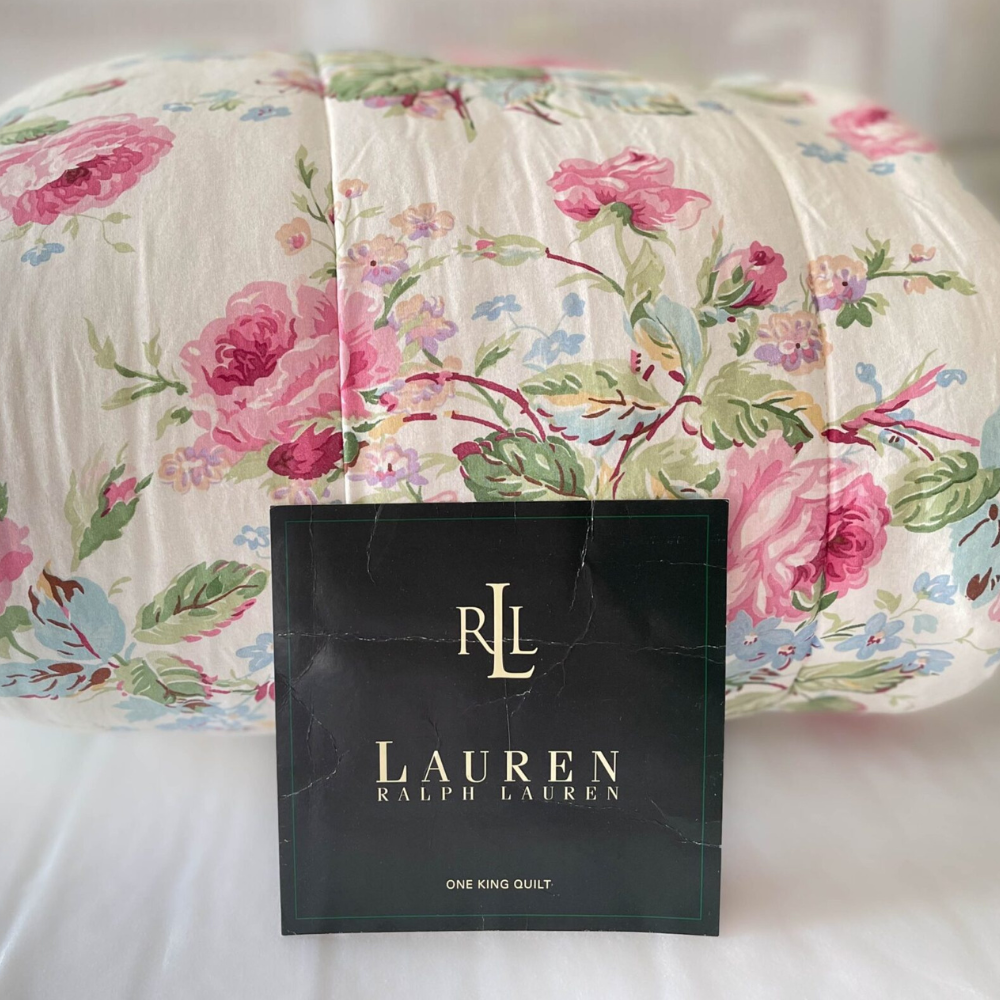 Rare 90s Ralph Lauren Water Floral Pink King Bedding Set – Discontinued Vintage Bedding - Image 2