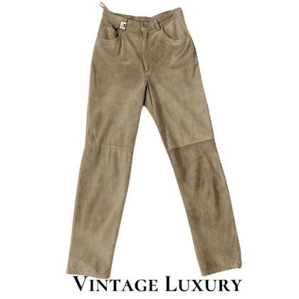 Vintage Ralph Lauren 100% Leather Tan Suede Pants – Size 6 – Excellent Condition