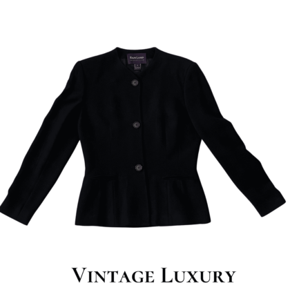 Vintage Ralph Lauren Purple Label Women’s Black Collarless Blazer – Size 8