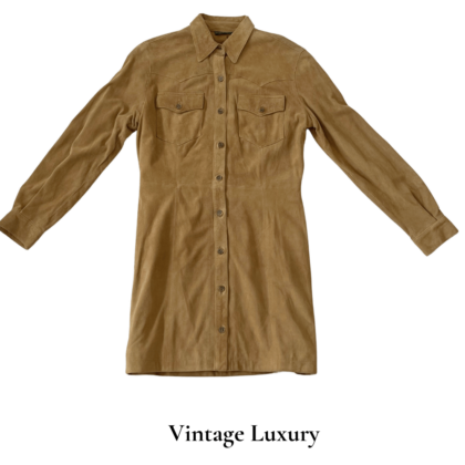 90s Lauren Ralph Lauren Women’s Suede Duster – Western Yoke Stitching, Cowboy Vibes, Size 8