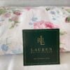 Front view of vintage floral fitted sheet from Ralph Lauren’s Water Floral Pink king bedding set