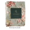 Neatly folded Charlotte pillowcase with Ralph Lauren placard on top