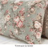 Side view of Charlotte pillowcase with pillow inside, displaying floral Ralph Lauren pattern