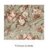 Second top-down close-up of the rare retired Ralph Lauren Charlotte standard pillowcase from the Ralph Lauren Home line, highlighting the floral pattern with roses, peonies, and wildflowers on a sage green background, with the pillow inserted.