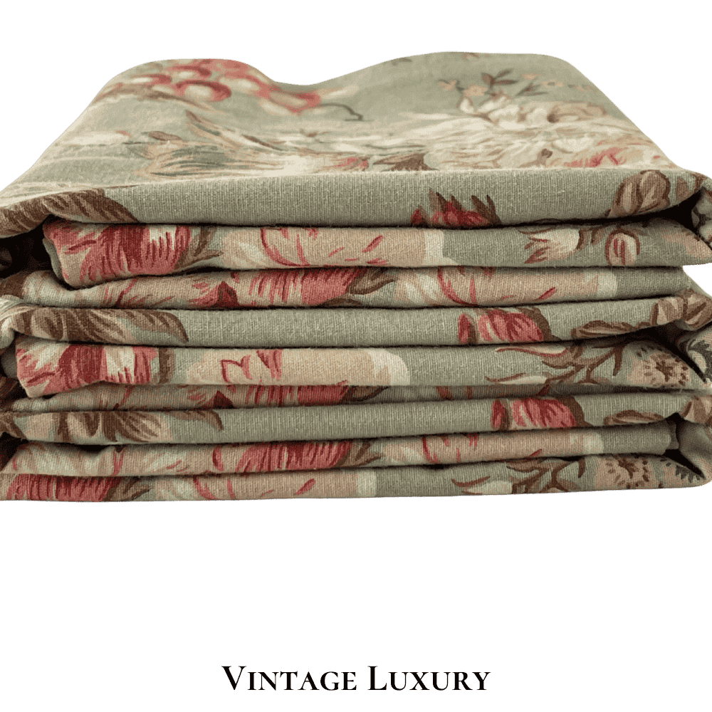 Side view of folded and stacked Ralph Lauren Charlotte sheets showcasing floral pattern