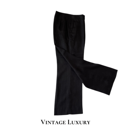 Ralph Lauren Vintage 1990s Women’s Classic Double Button Flat Front Linen Pants – Size 8 – Excellent Condition – Black