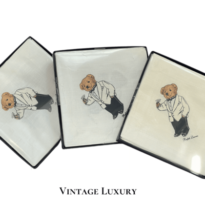 1990s Vintage Polo Ralph Lauren Martini Bear Cocktail Napkins – 3 Unopened Boxes
