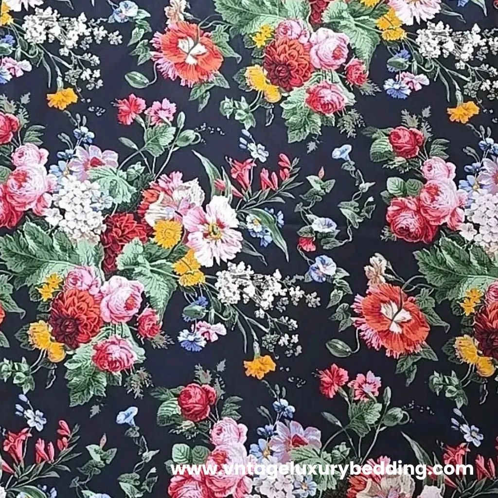 Ralph Lauren Discontinued Cossette Floral Bedding Pattern – Bold Multicolor Florals on Navy