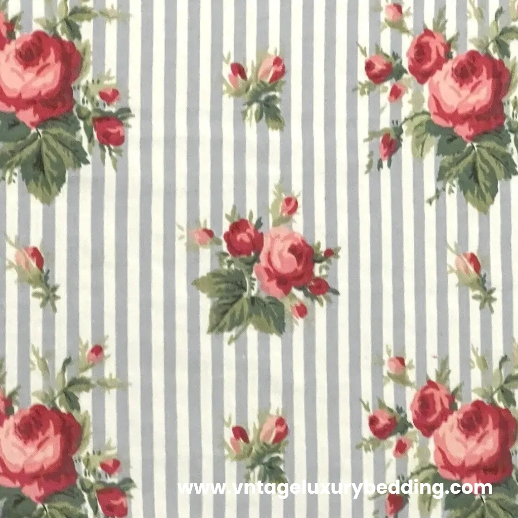 Ralph Lauren Discontinued Emma Pattern – Pink Roses on Blue Stripe