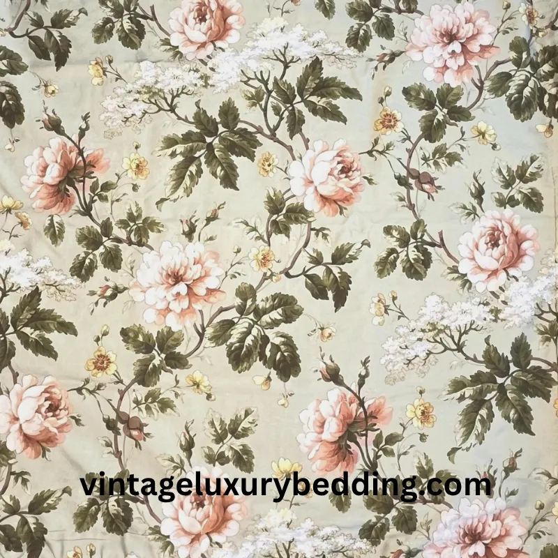 Ralph Lauren Yorkshire Rose Floral bedding pattern featuring large English roses and layered botanical detail