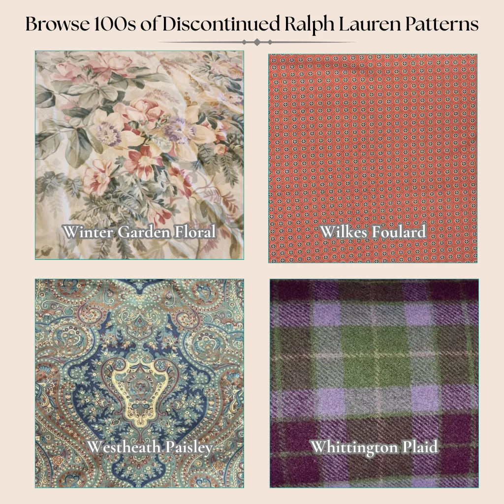 Ralph Lauren Winter Garden Floral, Westheath Paisley, and Wilkes Foulard Swatches
