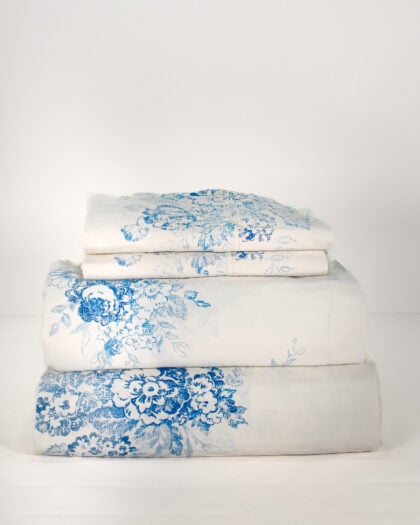Vintage Ralph Lauren Catalina Island Floral king sheet set folded and stacked with original king set packaging