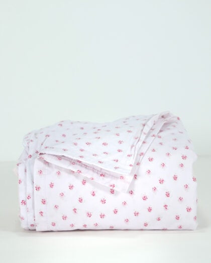 Simply Shabby Chic Target-Era Candy Cane Floral Full Flat Sheet – Pink Background Cotton