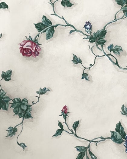 Vintage Birge floral wallpaper small vine and bud cluster detail