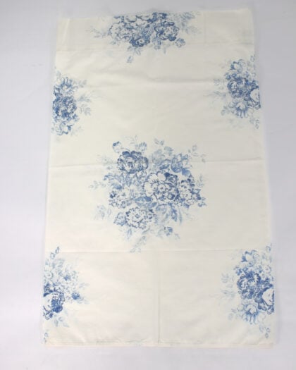 Flat lay of vintage Ralph Lauren Catalina Island floral standard pillowcase in blue floral cotton