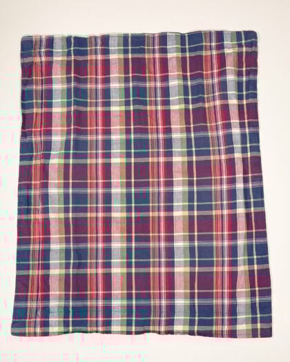 Full flat lay of Ralph Lauren Garrison Madras standard sham with multicolor plaid pattern