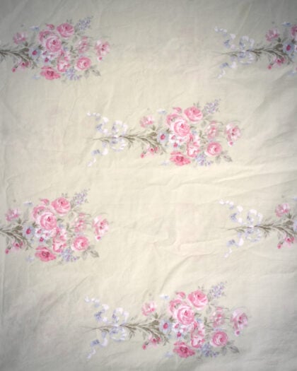 Simply Shabby Chic Ribbons of Roses Bouquet floral pattern top down pink roses ribbon swags cotton bedding