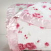 Simply Shabby Chic pink plush blanket texture closeup soft fleece satin trim edge detail cottage floral bedding