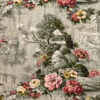 Chinoiserie Scenic Pagoda Garden Landscape Drapery Fabric Medium View