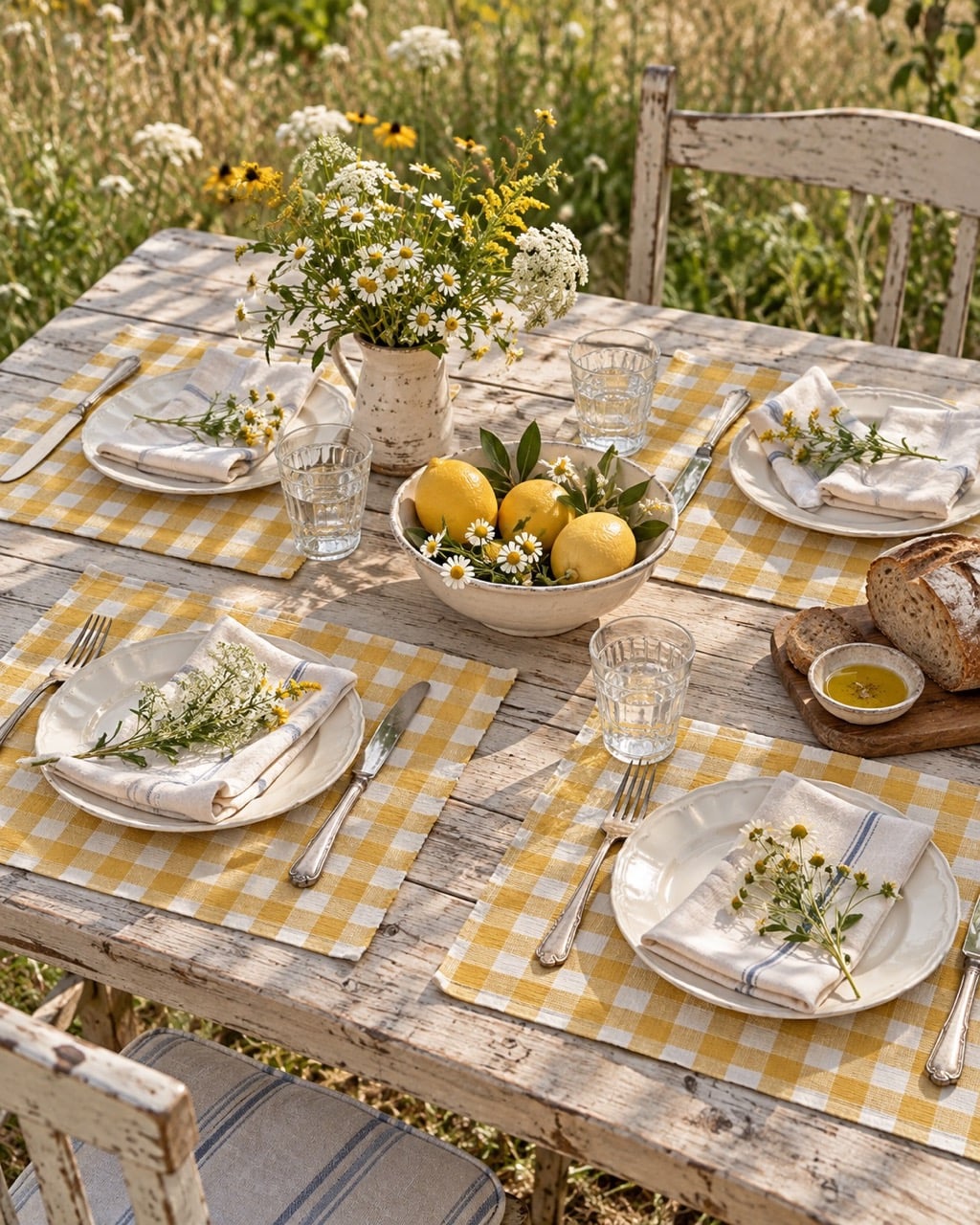 Rachel Ashwell The Farmhouse Yellow White Gingham Cotton Placemats Set of 4 - Image 2