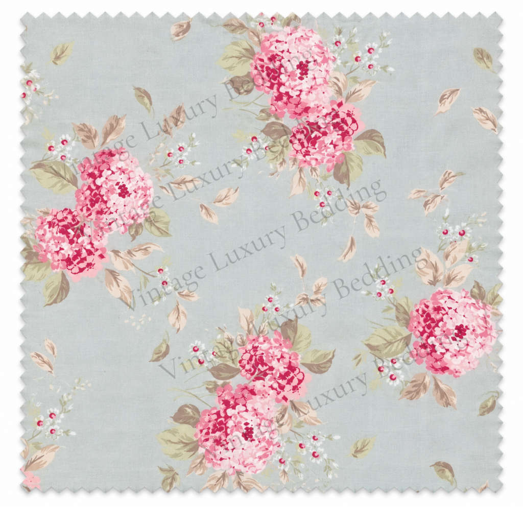 Simply Shabby Chic Blue Hydrangea floral bedding pattern from the Belle Collection
