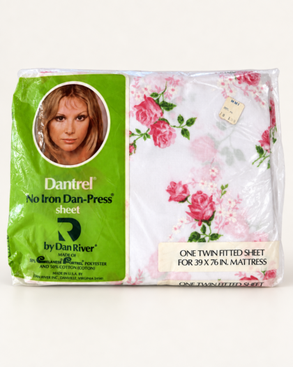 NOS Vintage Dan River Dantrel Pink Rose Twin Fitted Sheet - Cottagecore Ditsy Shabby