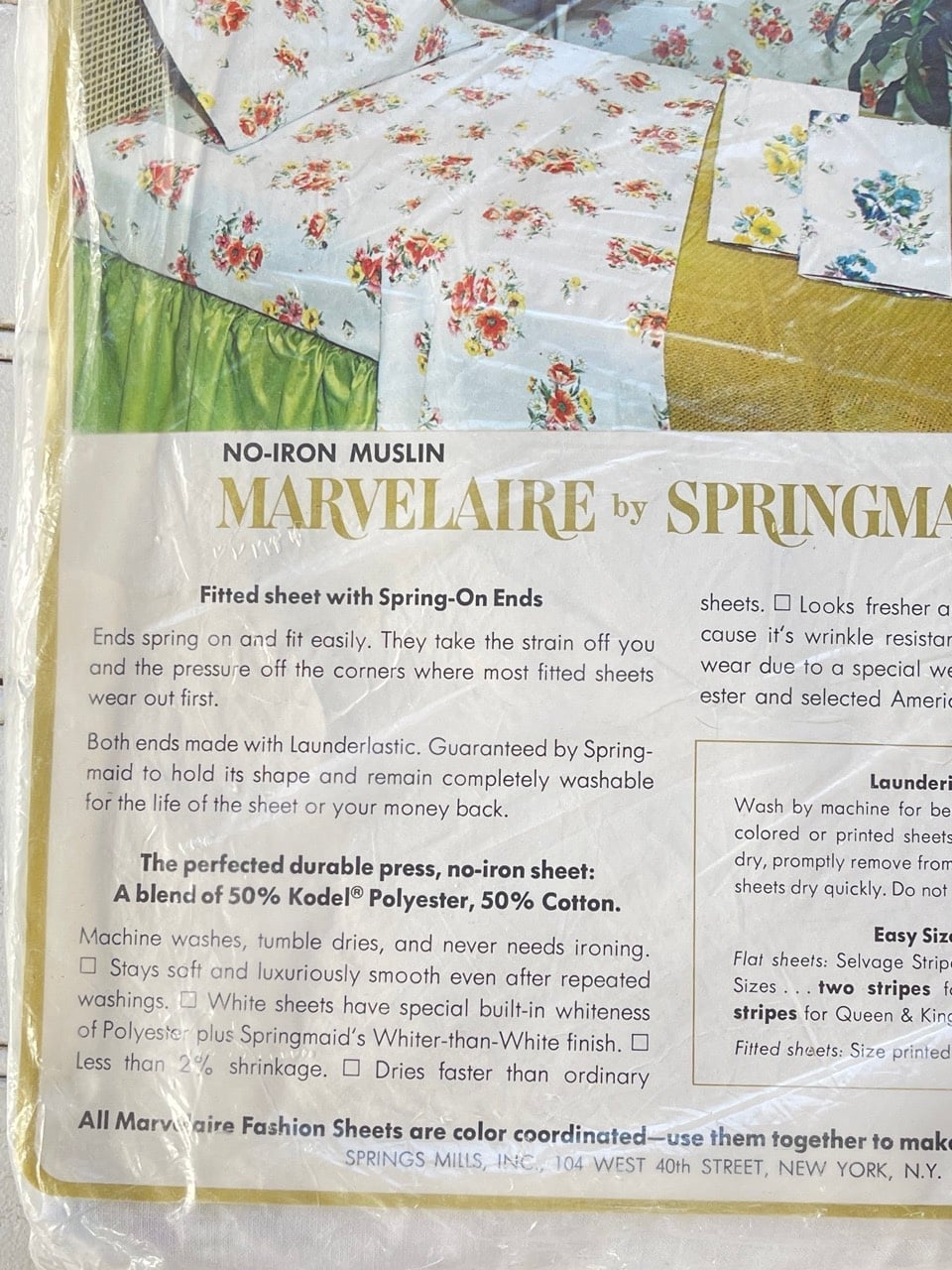 NOS Springmaid Marvelaire Prairie Flowers Blue Floral Twin Fitted Sheet - Image 7