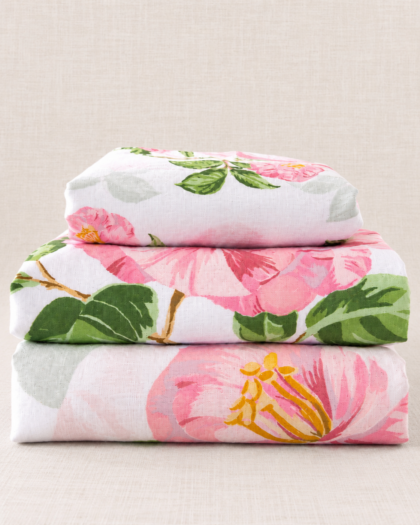 Vintage Pink Floral Curtain Panels Pair with Matching Scalloped Valance