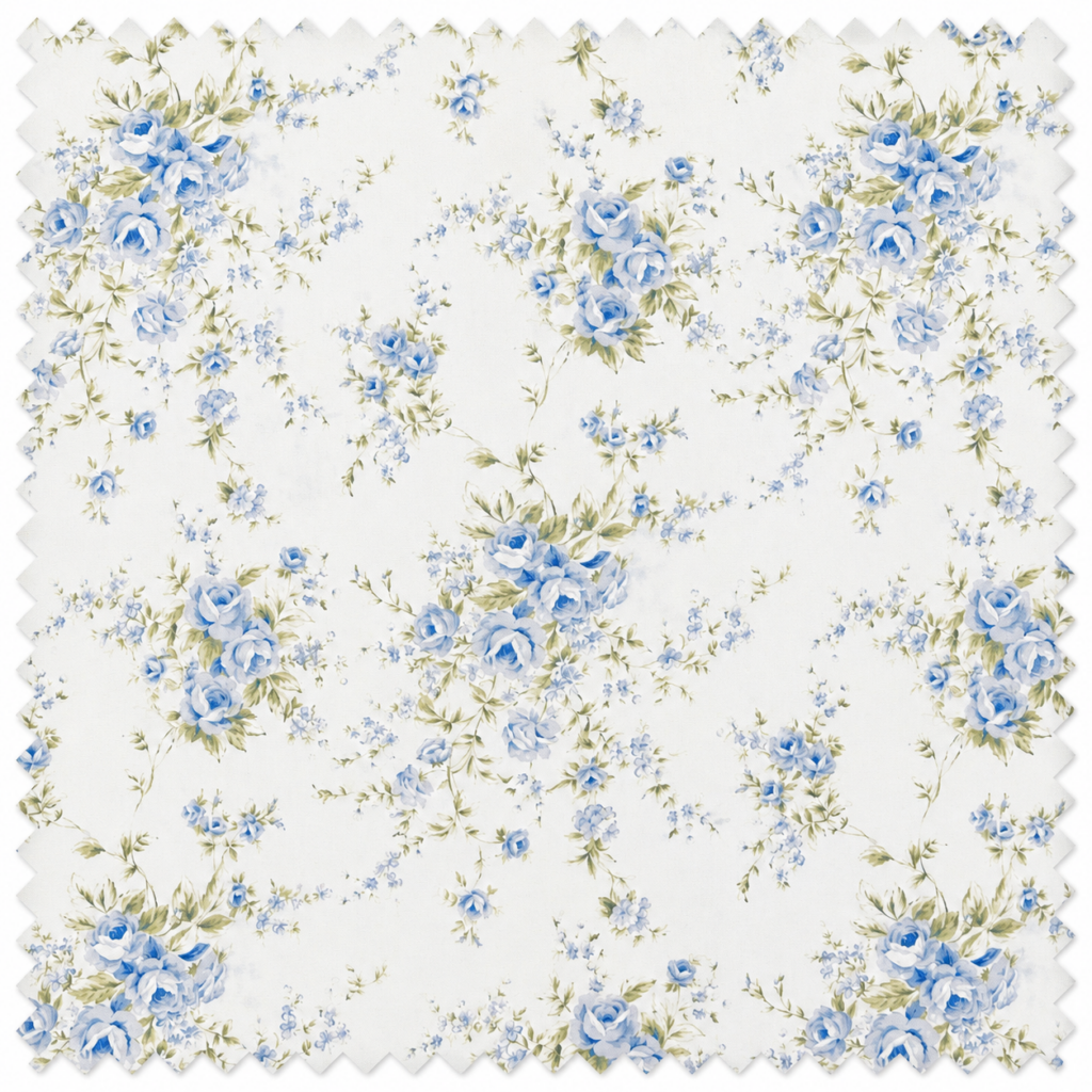 Simply Shabby Chic British Rose Collection blue rose floral bedding pattern swatch