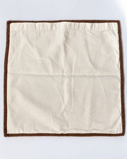 SINGLE Ralph Lauren ‘Bellosguardo’ Euro Sham – Cream, Woven Linen, Brown Piping 25 x 25